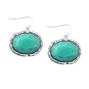 RHODIUM-TURQUOISE STONE EARRINGS