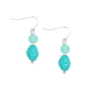 RHODIUM-TURQUOISE BEADED EARRINGS