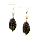 GOLD BROWN BEADED EARRINGS