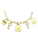 GOLD LOCK AND KEY CHARM BRACELET