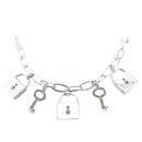 SILVER LOCK AND KEY CHARM BRACELET