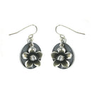 SILVER FLOWER ON SHELL EARRINGS