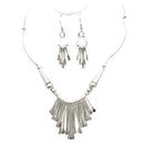 SILVER INTRICATE TRIBAL DESIGN NECKLACE AND EARRINGS SET