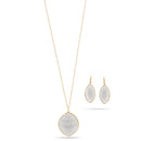 Clear Faceted Crystal Pendant Gold Adjustable Length Chain Necklace And Earrings Set