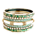 VB10595 Olive and Ivory Resin Ethnic Bangles Set of 9 PCS