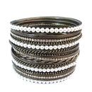 Vintage Style Pearl and Rhinestone Gold Bangles Set of 20pcs      